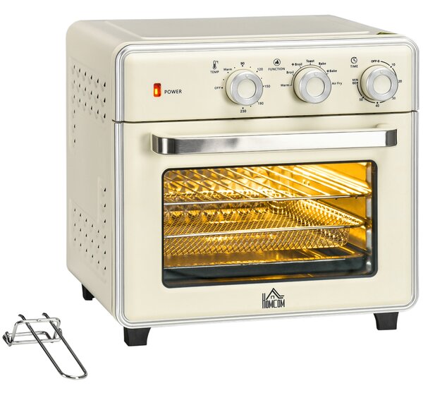 Mini Forno Elettrico 20L Ventilato 1400W con Aria Calda e Accessori Crema