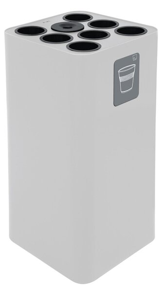 Pattumiera a Bidone da 100 L 38,3x38,3x82,5 cm 7 Scomparti Tubolari e 1 Vaschetta in Acciaio Verniciato Bianco