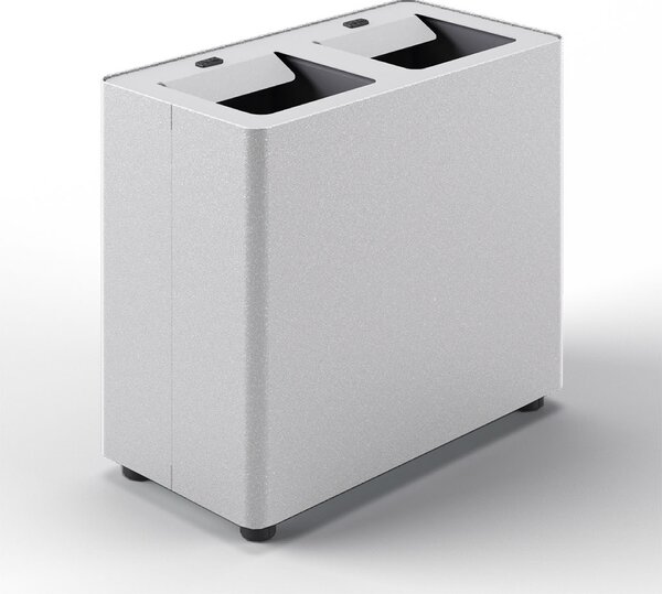 Pattumiera a 2 Scomparti Totale 24 L 48,5x25,5x39 cm con Contenitori Interni in Acciaio Verniciato Bianco
