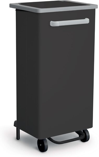Pattumiera con Ruote e Apertura a Pedale 46,8x37x96 cm in Acciaio Verniciato Nero