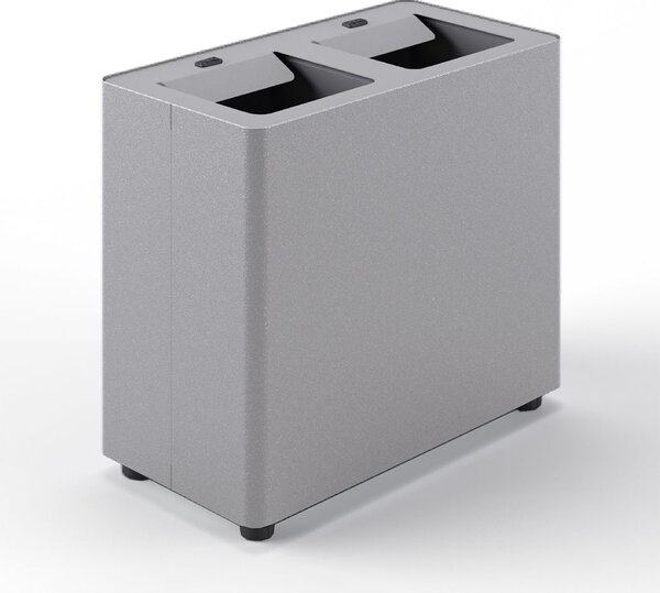 Pattumiera a 2 Scomparti Totale 24 L 48,5x25,5x39 cm con Contenitori Interni in Acciaio Verniciato Grigio