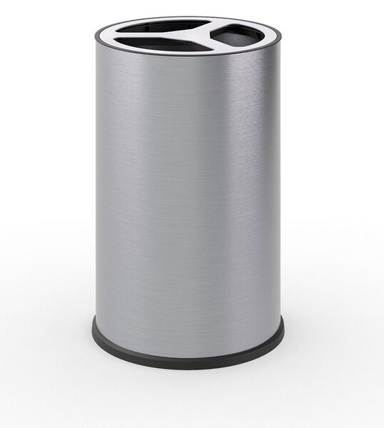 Pattumiera a Bidone Ø 45,5x70,5 cm 3 Scomparto da 33 L in Acciaio Inox Satinato