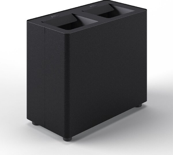 Pattumiera a 2 Scomparti Totale 24 L 48,5x25,5x39 cm con Contenitori Interni in Acciaio Verniciato Nero