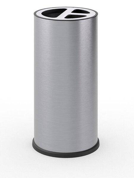 Pattumiera a Bidone Ø 35x71 cm 3 Scomparto Totale 70 L in Acciaio Inox Satinato