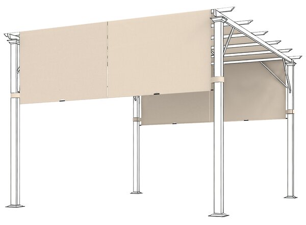 Copertura per Pergola 488x122 cm con Tasche e Cinghie in Poliestere Cachi