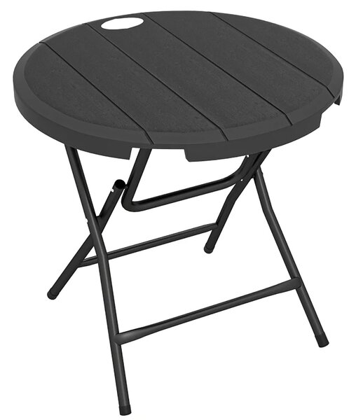 Tavolo da Giardino Ø80x73 cm Rotondo Pieghevole per 4 Persone in Alluminio e Plastica HDPE Grigio