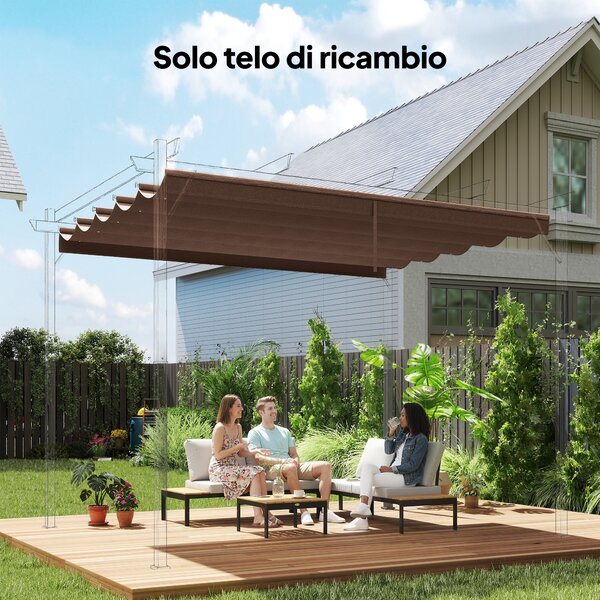 Telo per Pergola 250x255 cm con 10 Fori di Drenaggio in Poliestere Caffè