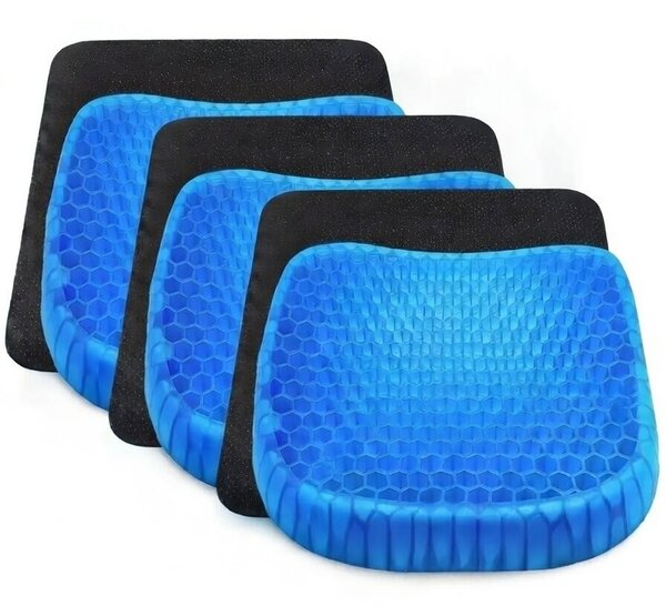 Set 3 Pezzi Cuscino Gel per Sedute Prolungate 37x30x4 cm Ergonomico