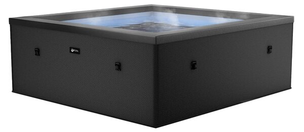 Piscina Spa Vasca Semi-Rigida 180x180x70 cm 6 Posti Riscaldamento Integrato Struttura in Schiuma NetSpa Celestia Nero Carbone