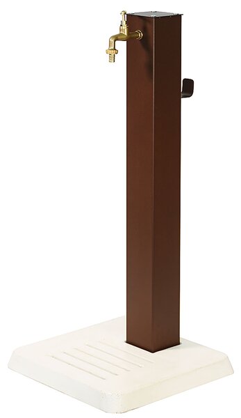 Fontana Decorativa da Esterno con Base in Cemento e Rubinetto in Ottone 45x45x97cm Effetto Corten