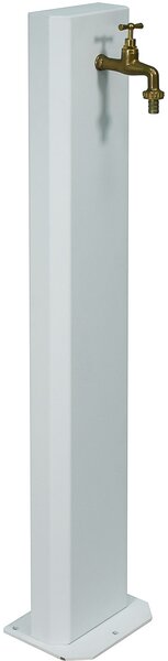 Fontanella da Giardino con Rubinetto in Ottone 20x10x100 cm in Acciaio Bianco