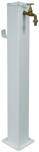 Fontana da Giardino Design a Colonna Quadrata 20x20x97 cm con Rubinetto in Ottone Struttura in Acciaio Bianco