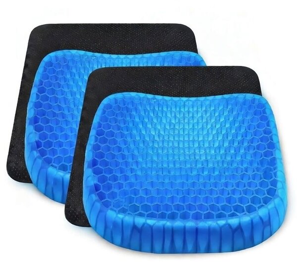 Set 2 Pezzi Cuscino Gel per Sedute Prolungate 37x30x4 cm Ergonomico