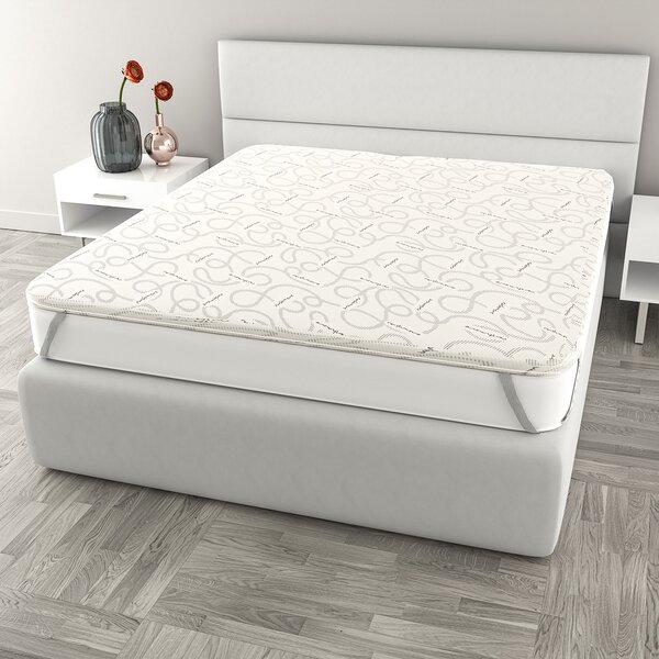 Topper Memory Con Fodera Matrimoniale 160x190 cm in Poliestere e Cashmere Bianco
