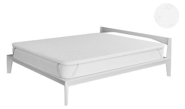 Topper Memory Con Fodera Matrimoniale 160x190 cm in Poliestere e Bamboo Bianco