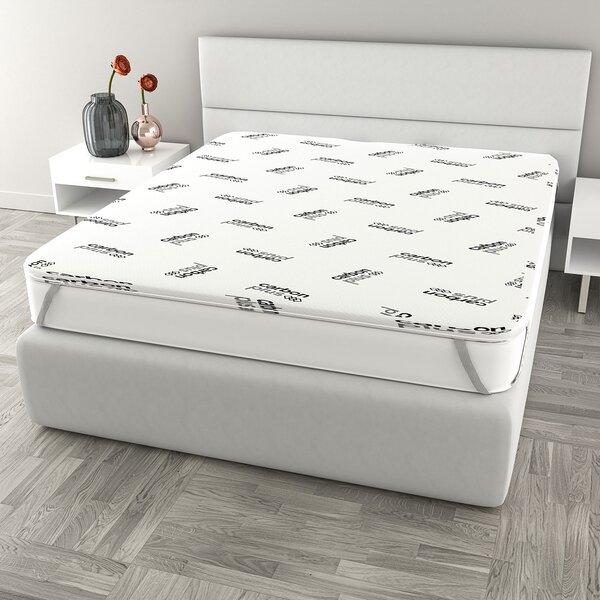 Topper Memory Con Fodera Matrimoniale 160x190 cm in Poliestere e Carbonio Bianco
