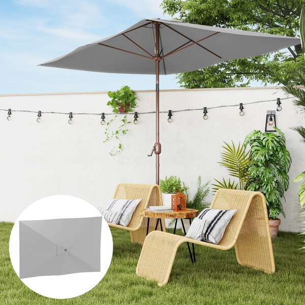 Telo per Ombrellone Rettangolare 3x2 m con Presa d'Aria Superiore in Poliestere 180 Grigio Chiaro