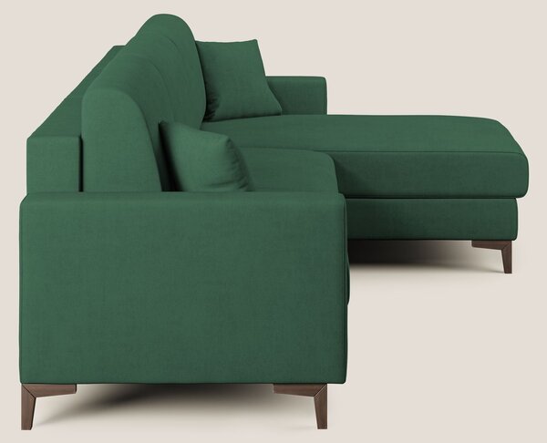 Kafka divano letto angolare in morbido tessuto impermeabile T02 verde