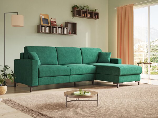 Kafka divano letto angolare in morbido tessuto impermeabile T02 verde