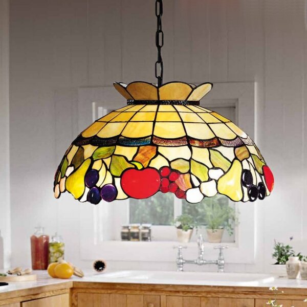 Lampadario classico perenz fruit t923 s led e27 sospensione vetro tiffany artigianale - Perenz