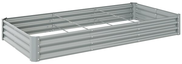 Letto per Orto 240x120x30 cm con Fondo Aperto e Bordi Rinforzati in Acciaio Argento
