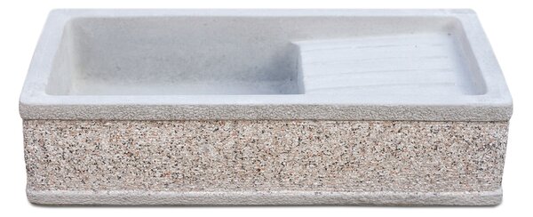 Lavandino con Sgocciolatoio da Esterno 80x40x20 cm in Calcestruzzo Bocciardato Grigio Graniglia