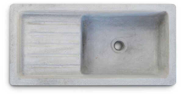 Lavandino con Sgocciolatoio da Esterno 80x40x20 cm in Calcestruzzo Bocciardato Grigio Graniglia
