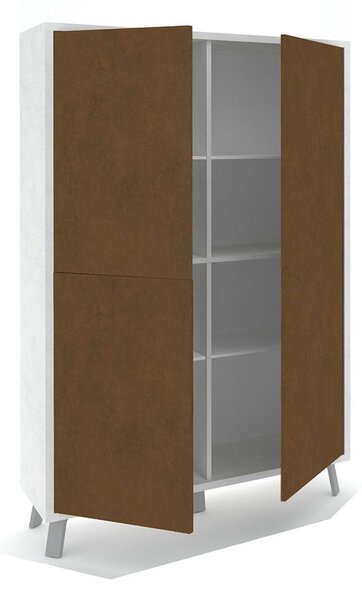 Mobile Soggiorno Madia Alta 4 Ante 108x41x161 cm Ossido Bianco e Ruggine