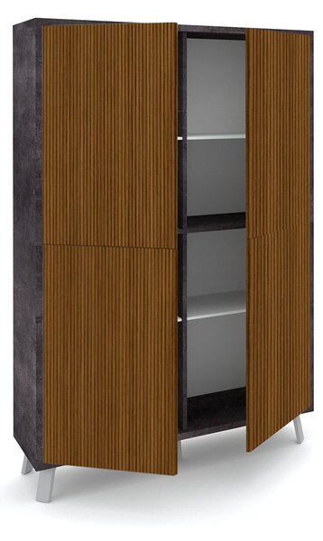 Mobile Soggiorno Madia Alta 4 Ante 108x41x161 cm Ossido Nero e Rovere Dogato