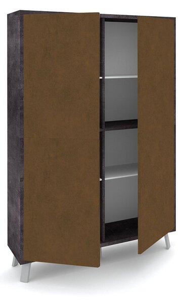 Mobile Soggiorno Madia Alta 4 Ante 108x41x161 cm Ossido Nero e Ruggine