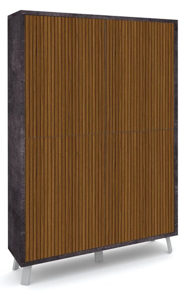 Mobile Soggiorno Madia Alta 4 Ante 108x41x161 cm Ossido Nero e Rovere Dogato