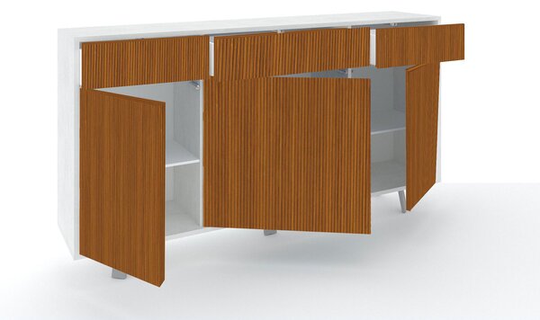 Mobile Soggiorno Madia 3 Ante 3 Cassetti 164x41x92 cm Ossido Bianco e Rovere Dogato