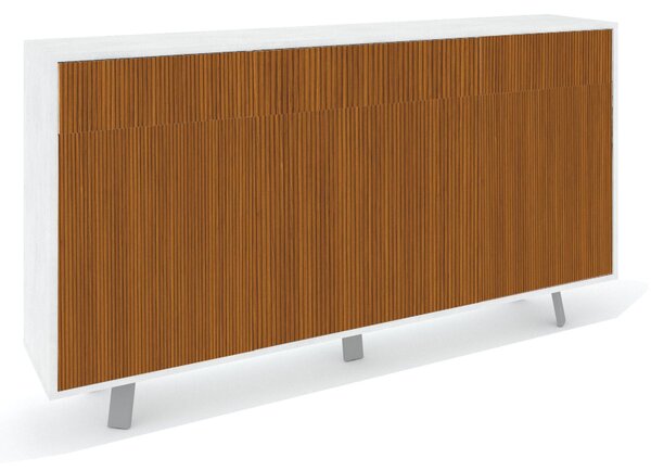 Mobile Soggiorno Madia 3 Ante 3 Cassetti 164x41x92 cm Ossido Bianco e Rovere Dogato