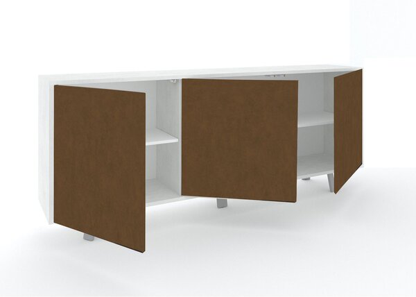 Mobile Soggiorno Madia 3 Ante 177x41x74 cm Ossido Bianco e Ruggine