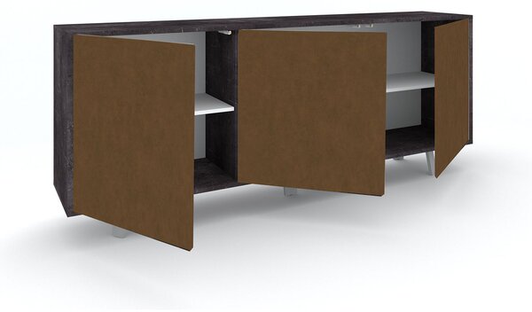 Mobile Soggiorno Madia 3 Ante 177x41x74 cm Ossido Nero e Ruggine