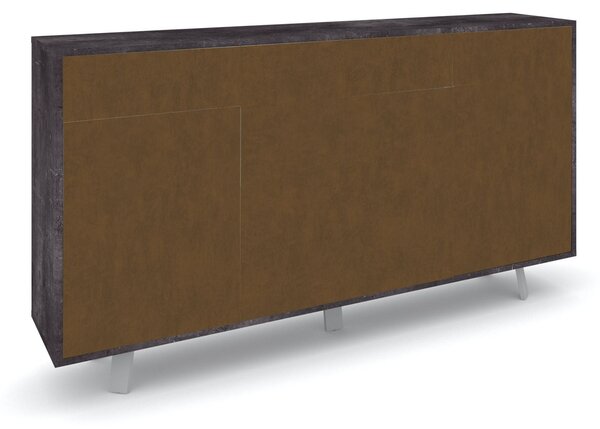Mobile Soggiorno Madia 3 Ante 3 Cassetti 164x41x92 cm Ossido Nero e Ruggine
