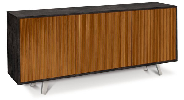 Mobile Soggiorno Madia 3 Ante 177x41x74 cm Ossido Nero e Rovere Dogato