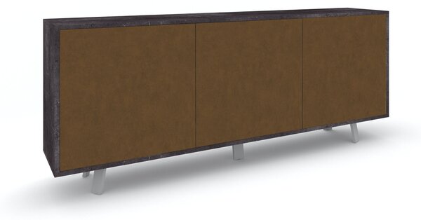Mobile Soggiorno Madia 3 Ante 177x41x74 cm Ossido Nero e Ruggine