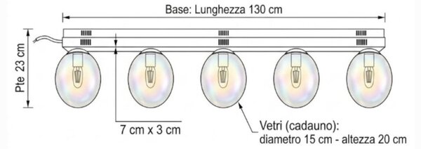 Plafoniera classica illuminando uva g9 led pl uva 130 os+5xve uva metallo vetro - Illuminando