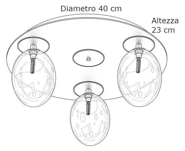 Plafoniera classica illuminando uva g9 led pl uva 40 f3 os+3xve uva metallo vetro - Illuminando