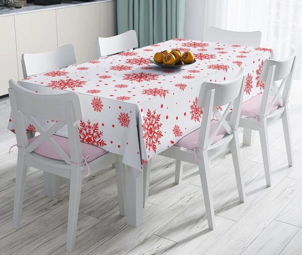 Tovaglia natalizia in misto cotone Rosso , 140 x 180 cm Snowflakes - Minimalist Cushion Covers