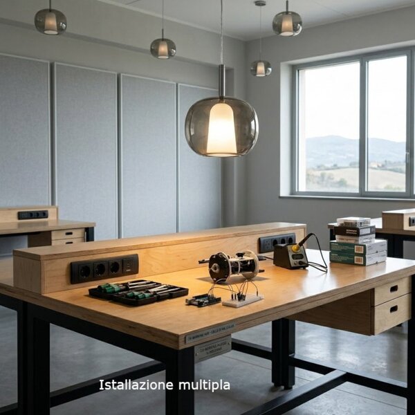 Lampadario moderno perenz illumina rain 8249+6747 cl e27 led vetro metallo - Perenz