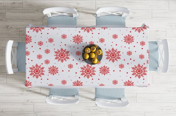 Tovaglia natalizia in misto cotone Rosso , 140 x 180 cm Snowflakes - Minimalist Cushion Covers