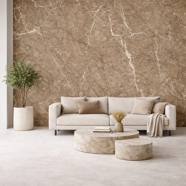 Set 6 Pannelli Decorativi Area 4,3 mq 120x60 cm Rivestimento Murale Effetto Marmo in PVC Beige