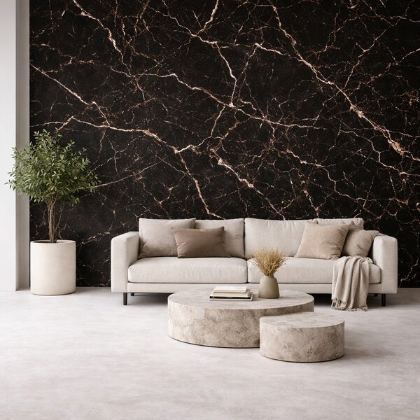 Set 6 Pannelli Decorativi Area 4,3 mq 120x60 cm Rivestimento Murale Effetto Marmo in PVC Nero