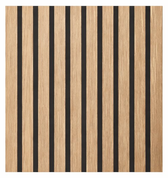 Set 12 Pannelli Decorativi 60x60 cm Motivo a Doghe in MDF e Feltro PET Rivestimento Murale Fonoassorbente Rovere