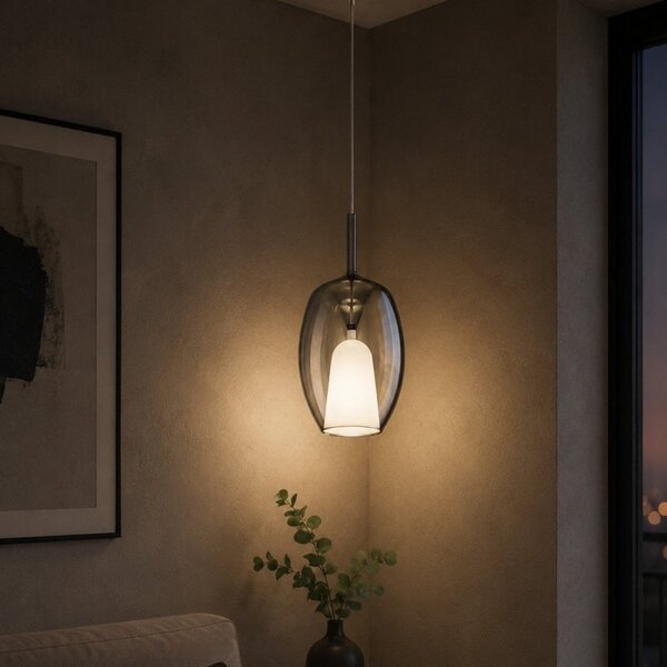 Lampadario moderno perenz illumina rain 8255+6747 cl e27 led vetro metallo - Perenz