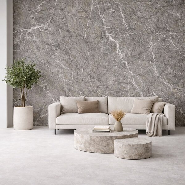 Set 6 Pannelli Decorativi Area 4,3 mq 120x60 cm Rivestimento Murale Effetto Marmo in PVC Grigio