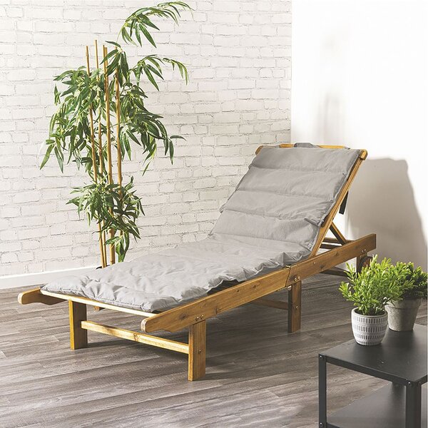Cuscino Outdoor Imbottito Idrorepellente per Lettino da Esterno 60x180 cm in Poliestere e Policotone Grigio