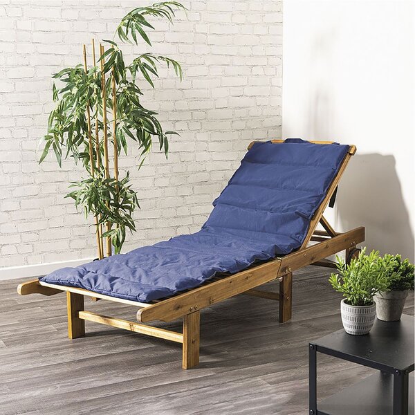 Cuscino Outdoor Imbottito Idrorepellente per Lettino da Esterno 60x180 cm in Poliestere e Policotone Blu
